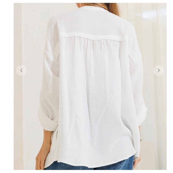 Boho Shirring Detailed Gauze Blouse - Picture 4 of 5
